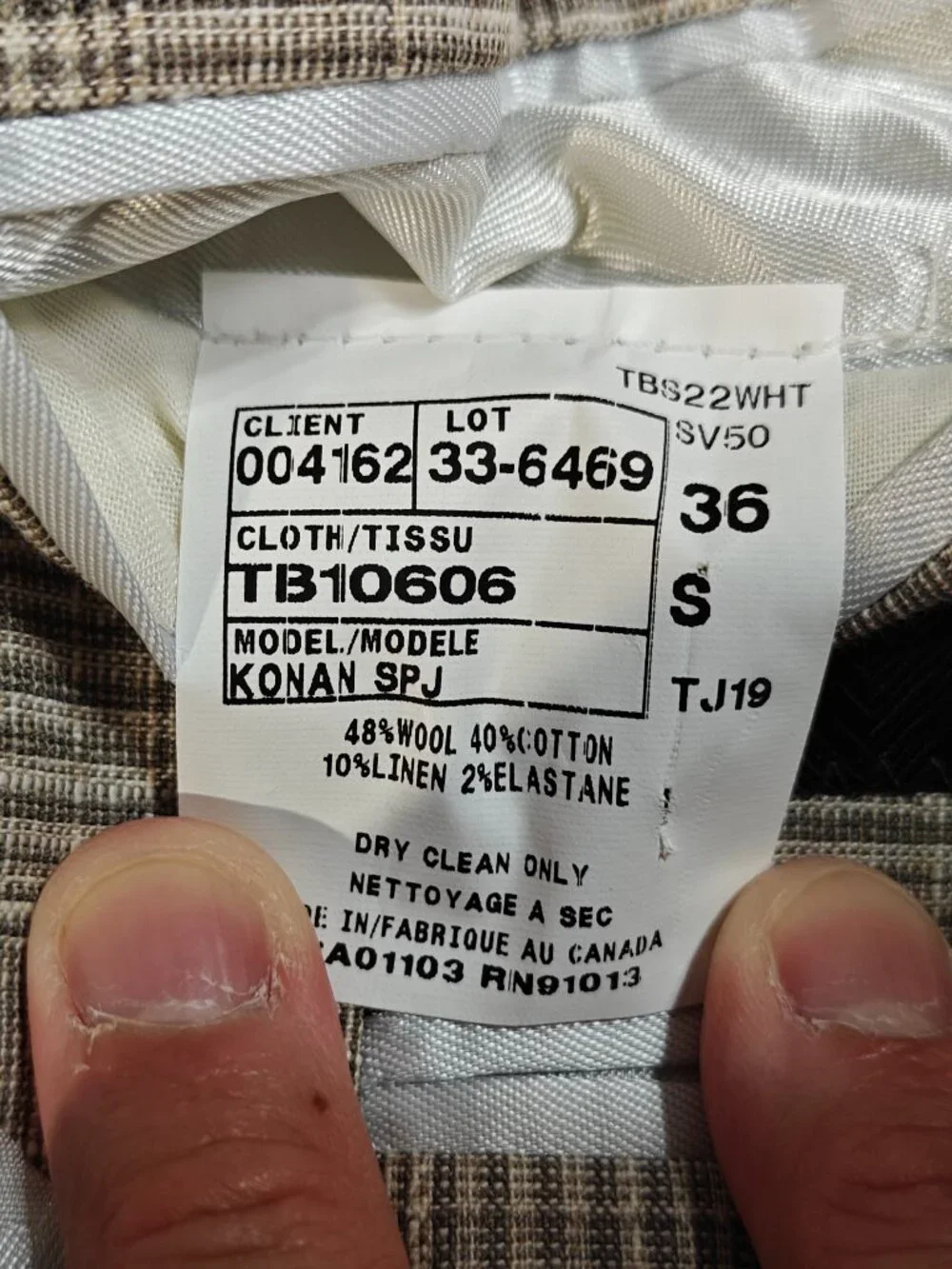 NWT Ted Baker London Sport Coat - Light Beige Glen Check - Linen/Wool Blend 36S
